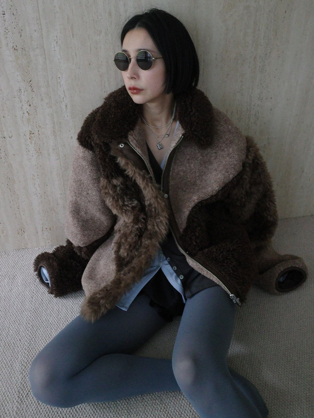 PATCHWORK BOA FUR TEDDY JACKET