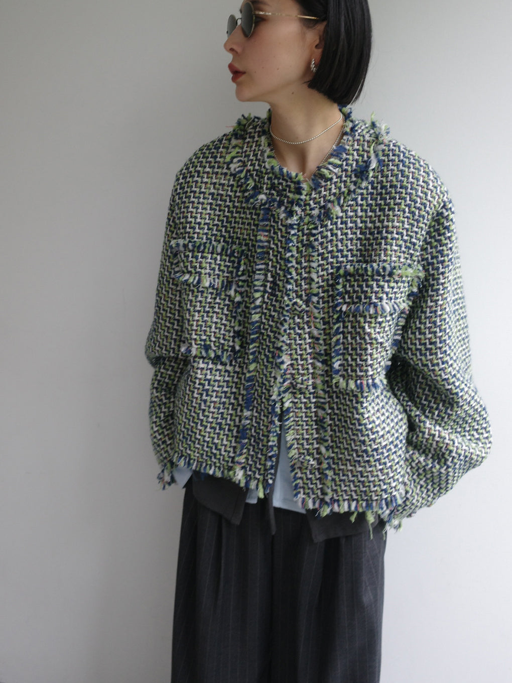 TWEED FRINGE SHORT JACKET