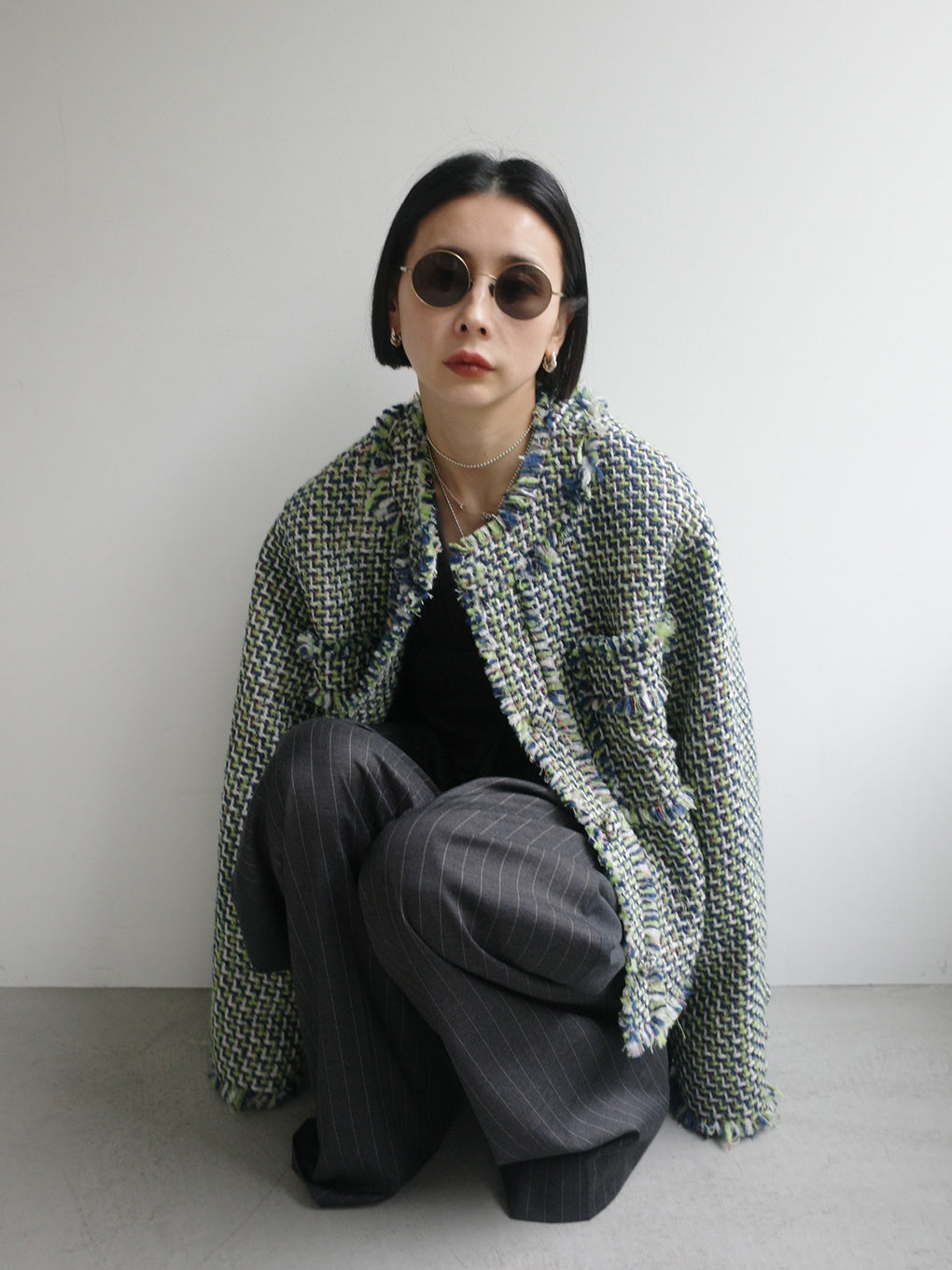 TWEED FRINGE SHORT JACKET
