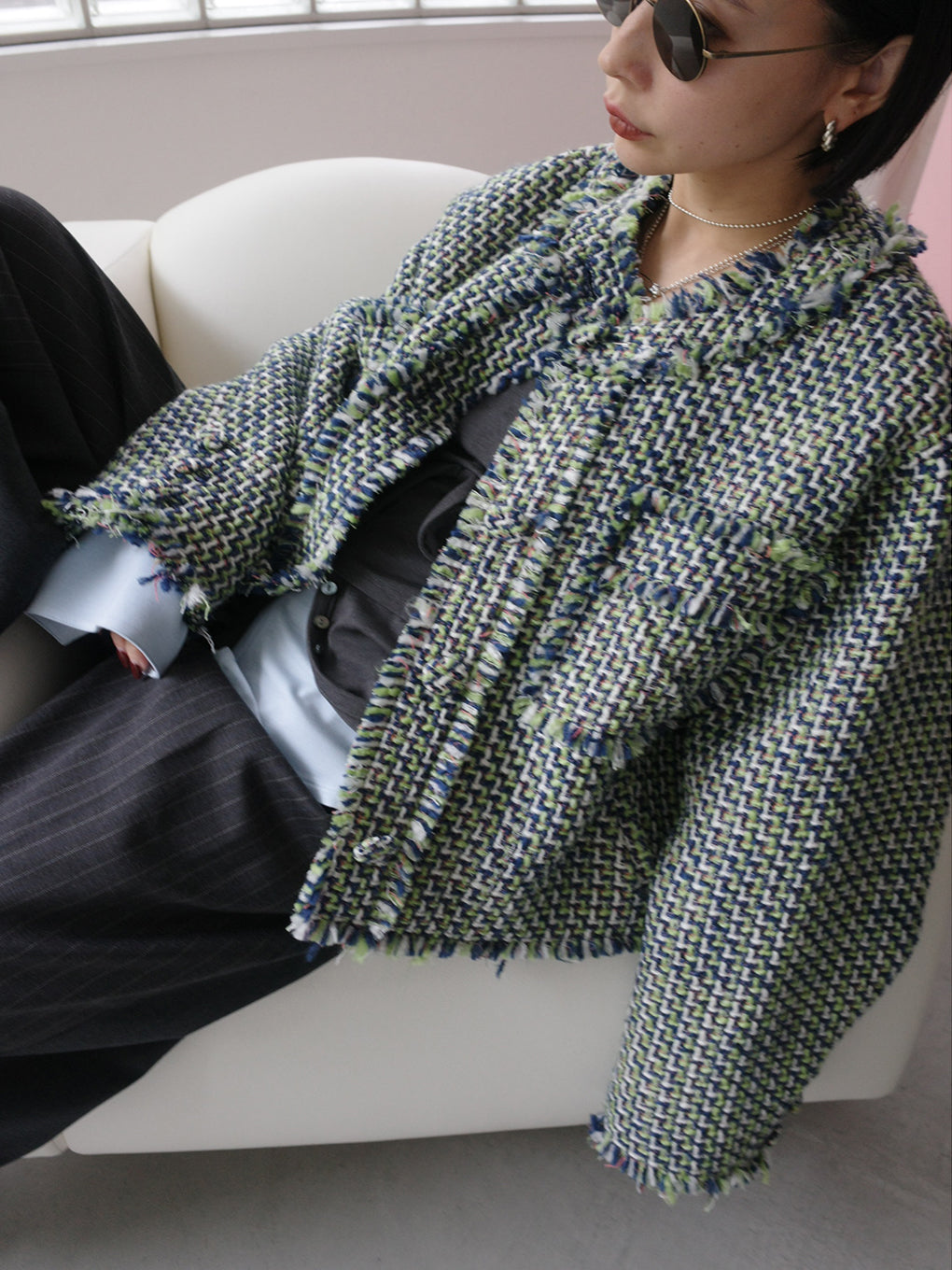 TWEED FRINGE SHORT JACKET