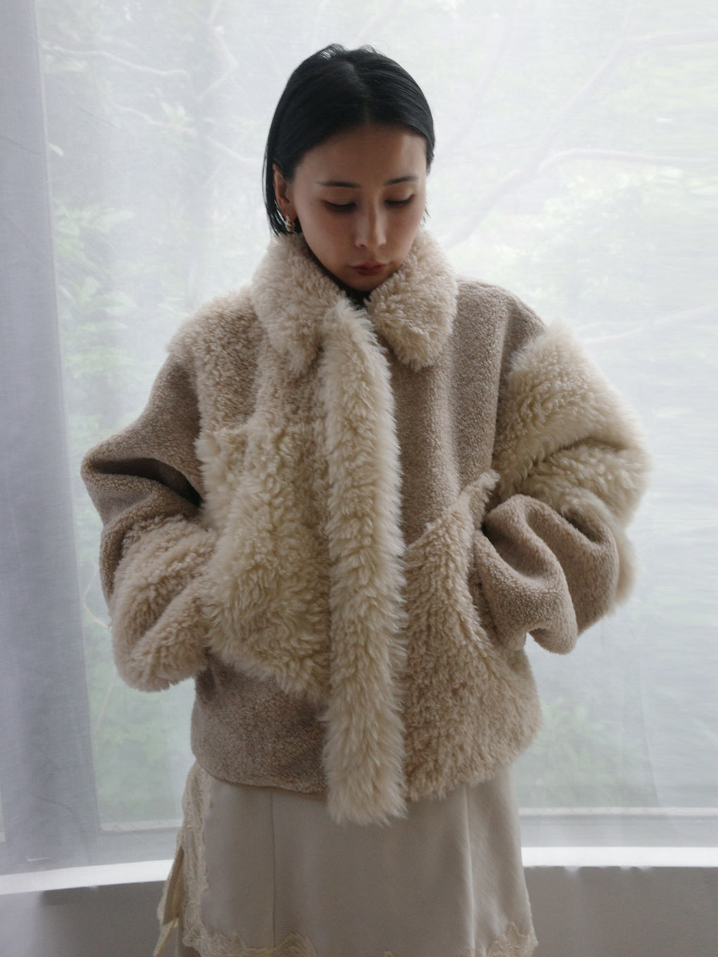 PATCHWORK BOA FUR TEDDY JACKET