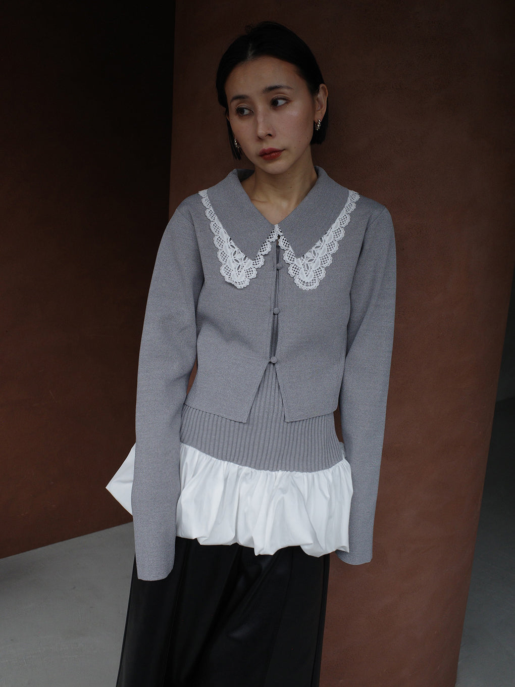 3WAY LACECOLLAR KNIT CARDIGAN
