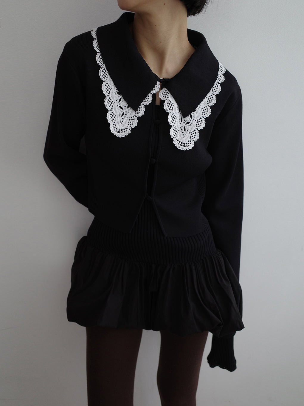 3WAY LACECOLLAR KNIT CARDIGAN