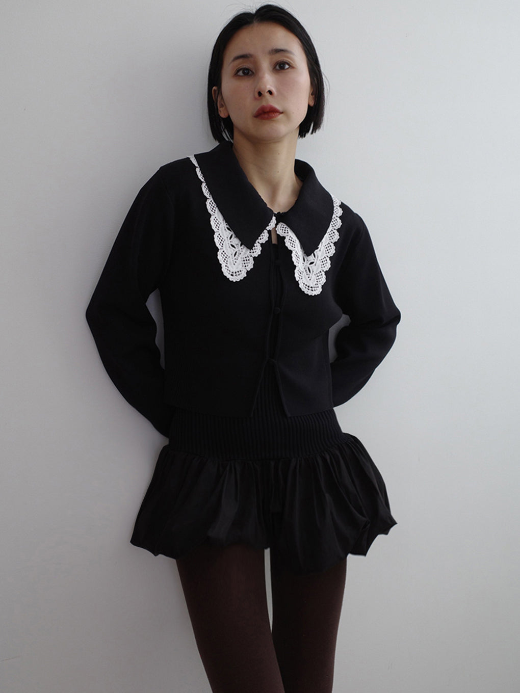 3WAY LACECOLLAR KNIT CARDIGAN