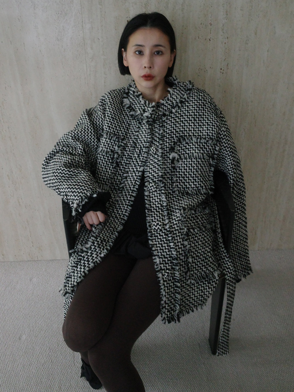 TWEED FRINGE MEDIUM JACKET