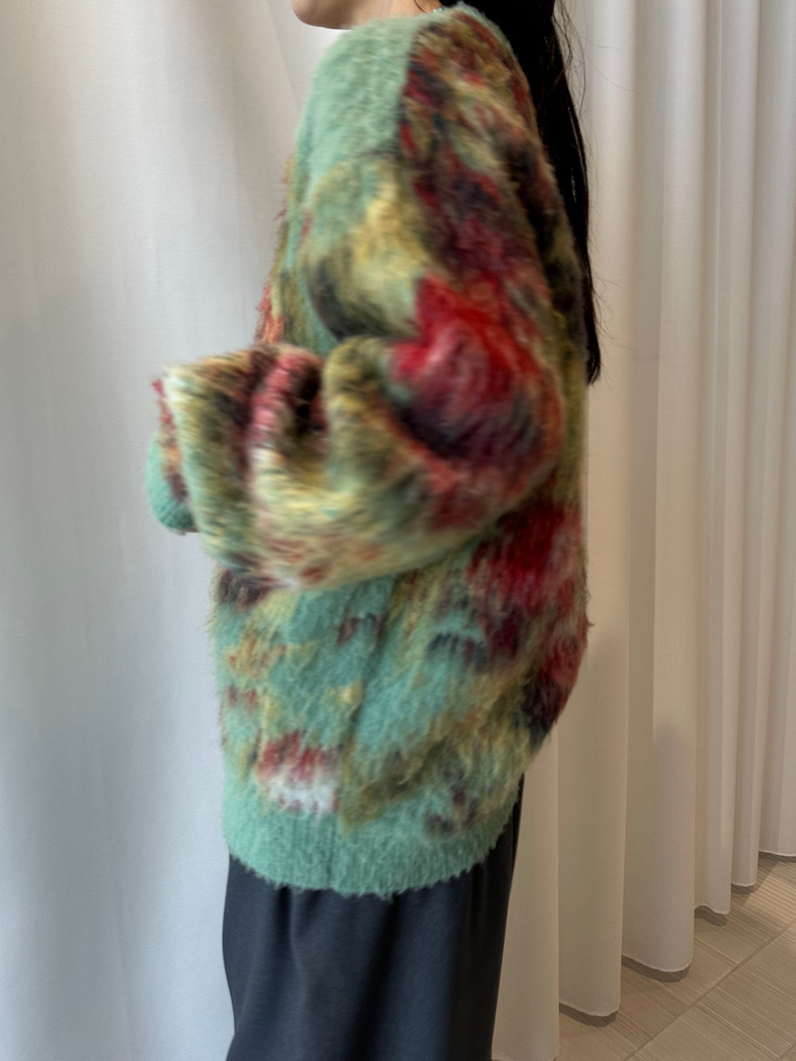 WILTED FLOWER MOHAIR JACQUARD KNIT TOP