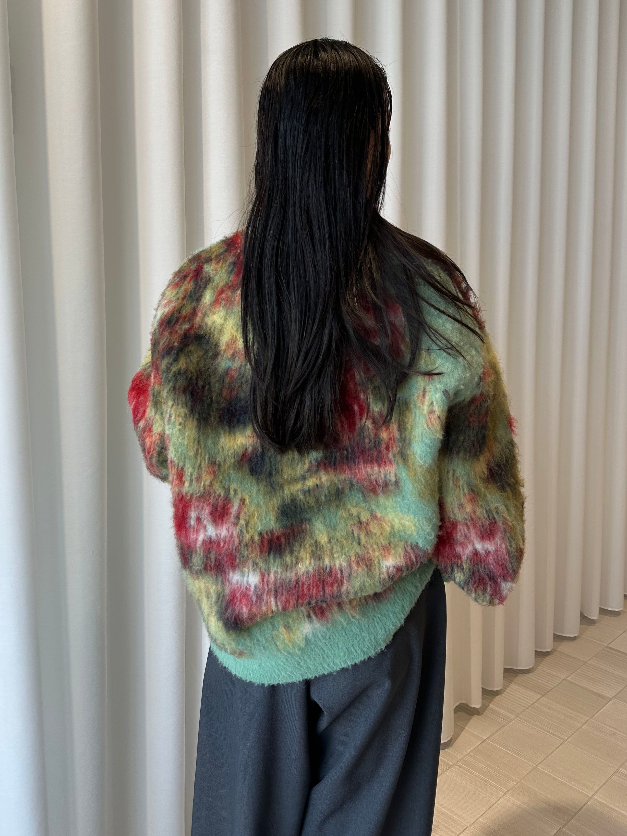 WILTED FLOWER MOHAIR JACQUARD KNIT TOP