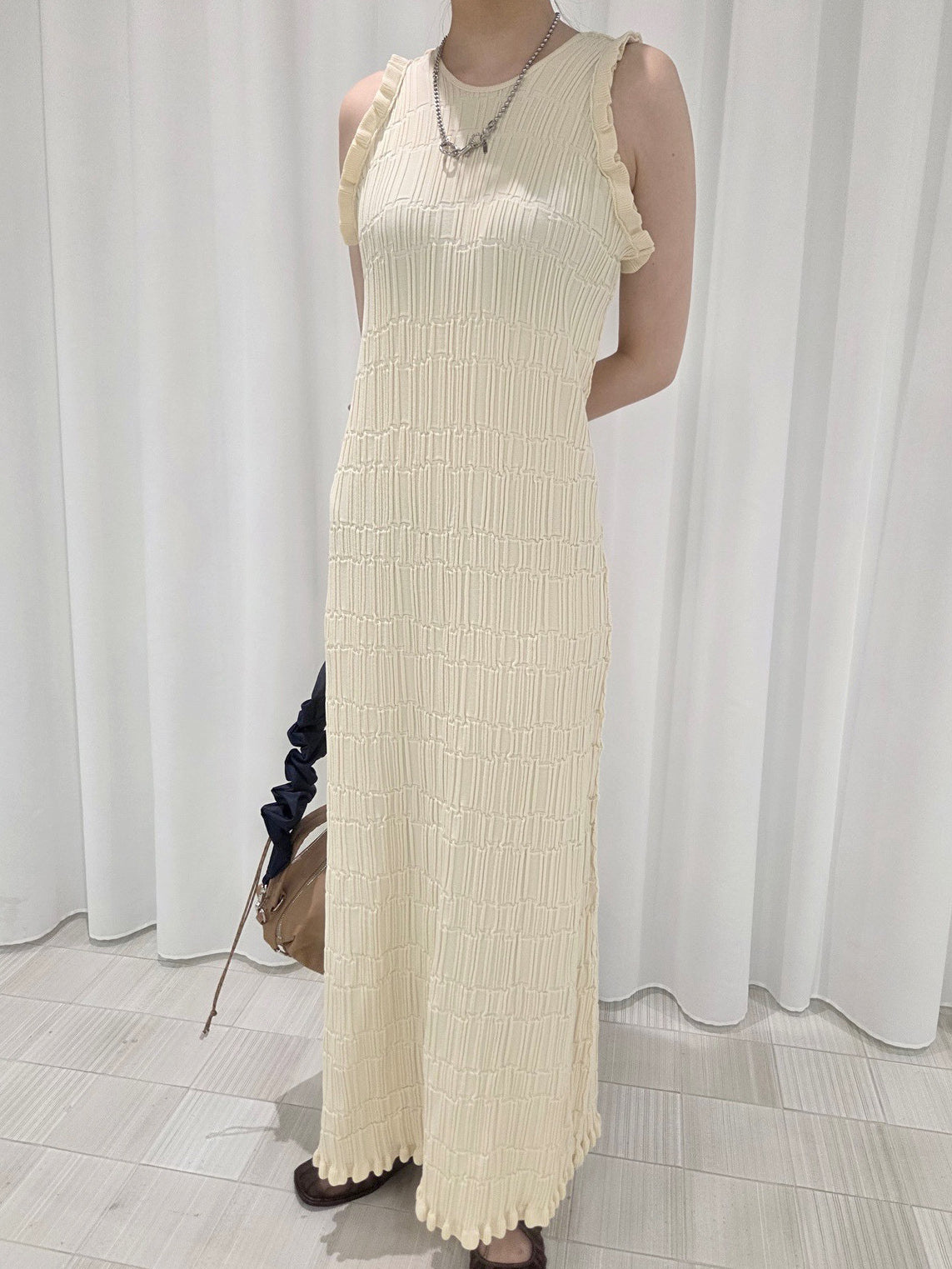 MEDI 2WAY WAVY FRILL KNIT DRESS