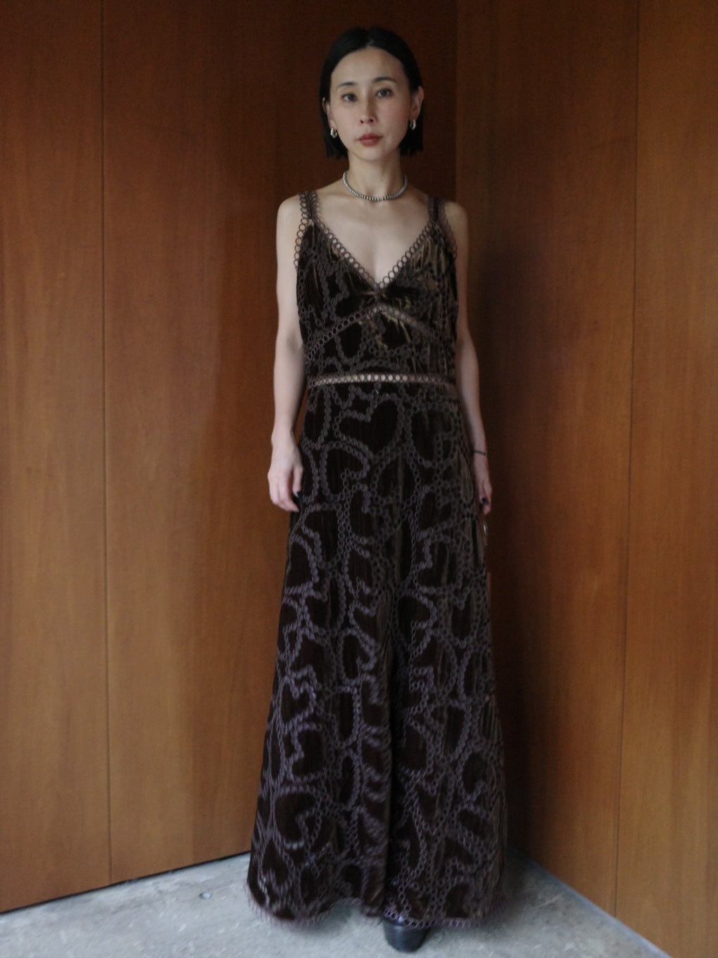 UND HEART EMBROIDERY CAMI DRESS