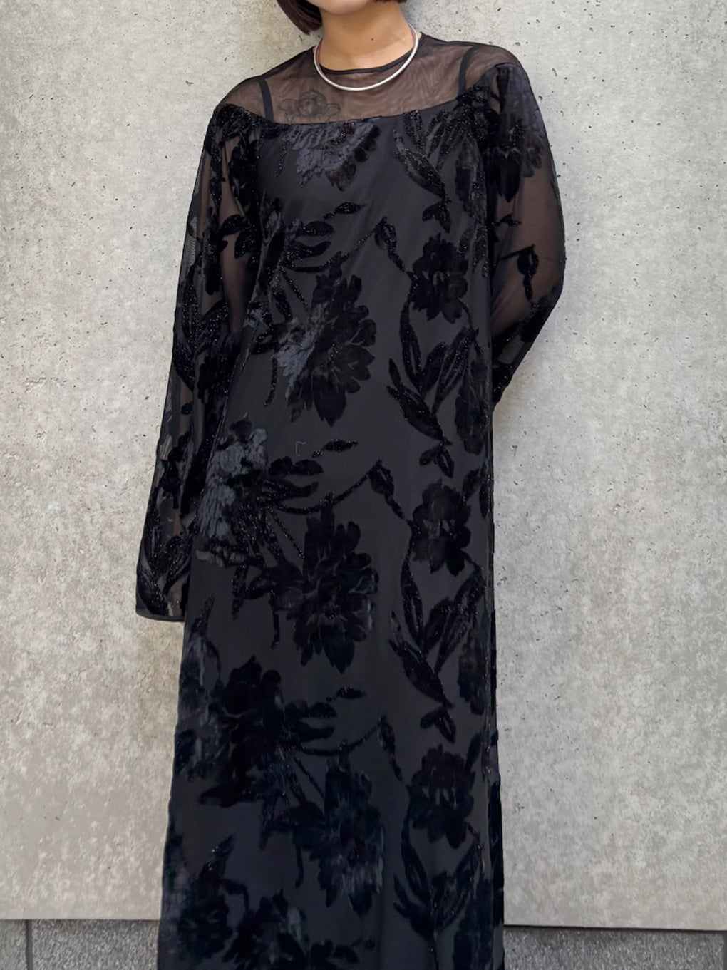 SHEER JACQUARD A LINE DRESS