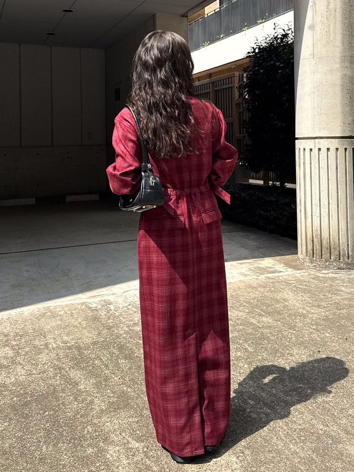 WAIST CROSS CHECK DRESS