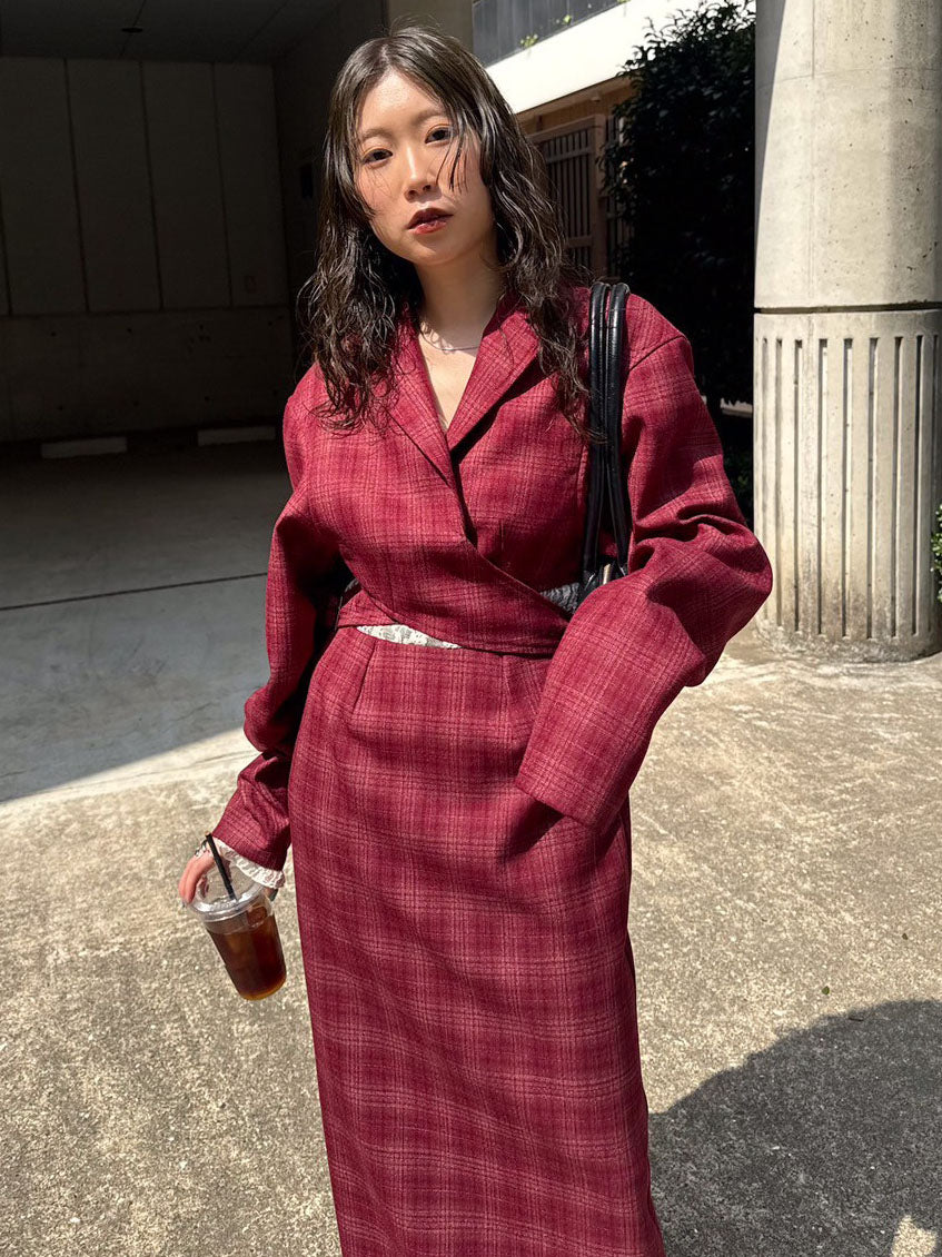 WAIST CROSS CHECK DRESS