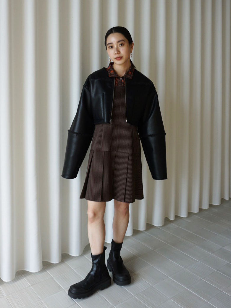 BOA COLLARLESS REVERSIBLE SHORT JACKET