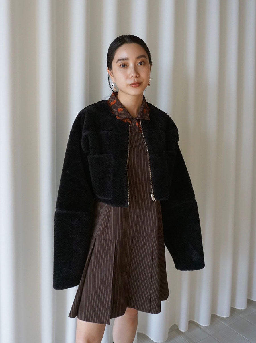 BOA COLLARLESS REVERSIBLE SHORT JACKET