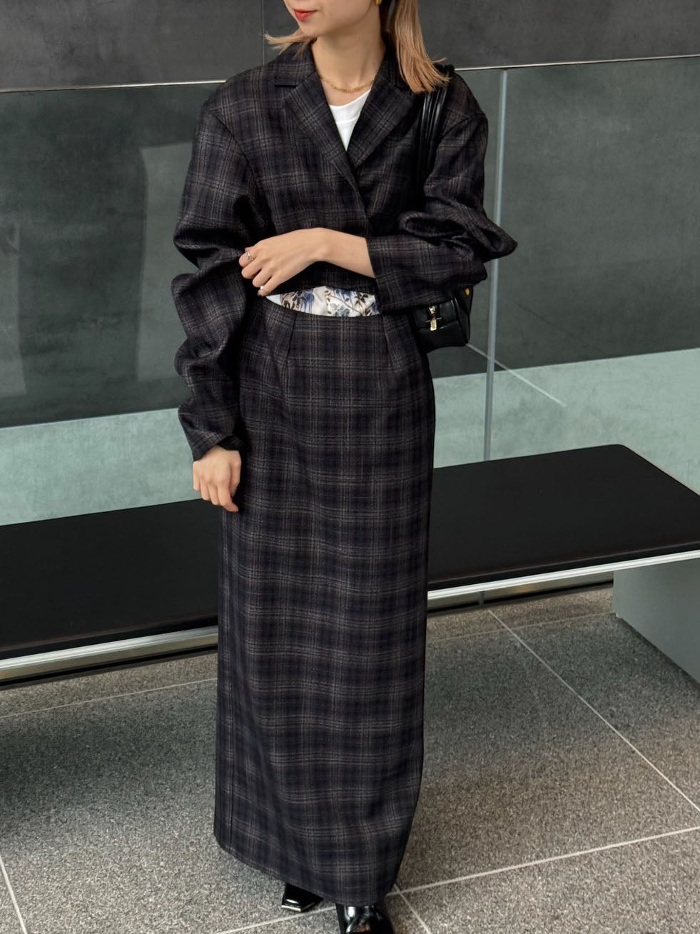 WAIST CROSS CHECK DRESS