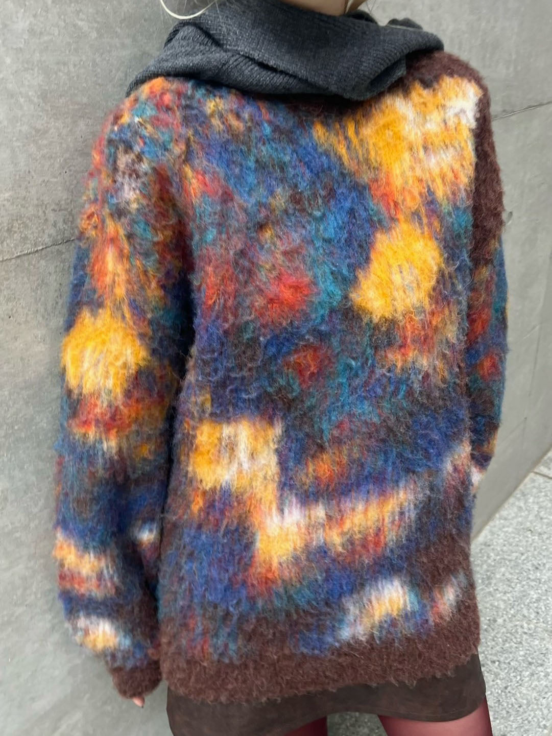 WILTED FLOWER MOHAIR JACQUARD KNIT TOP