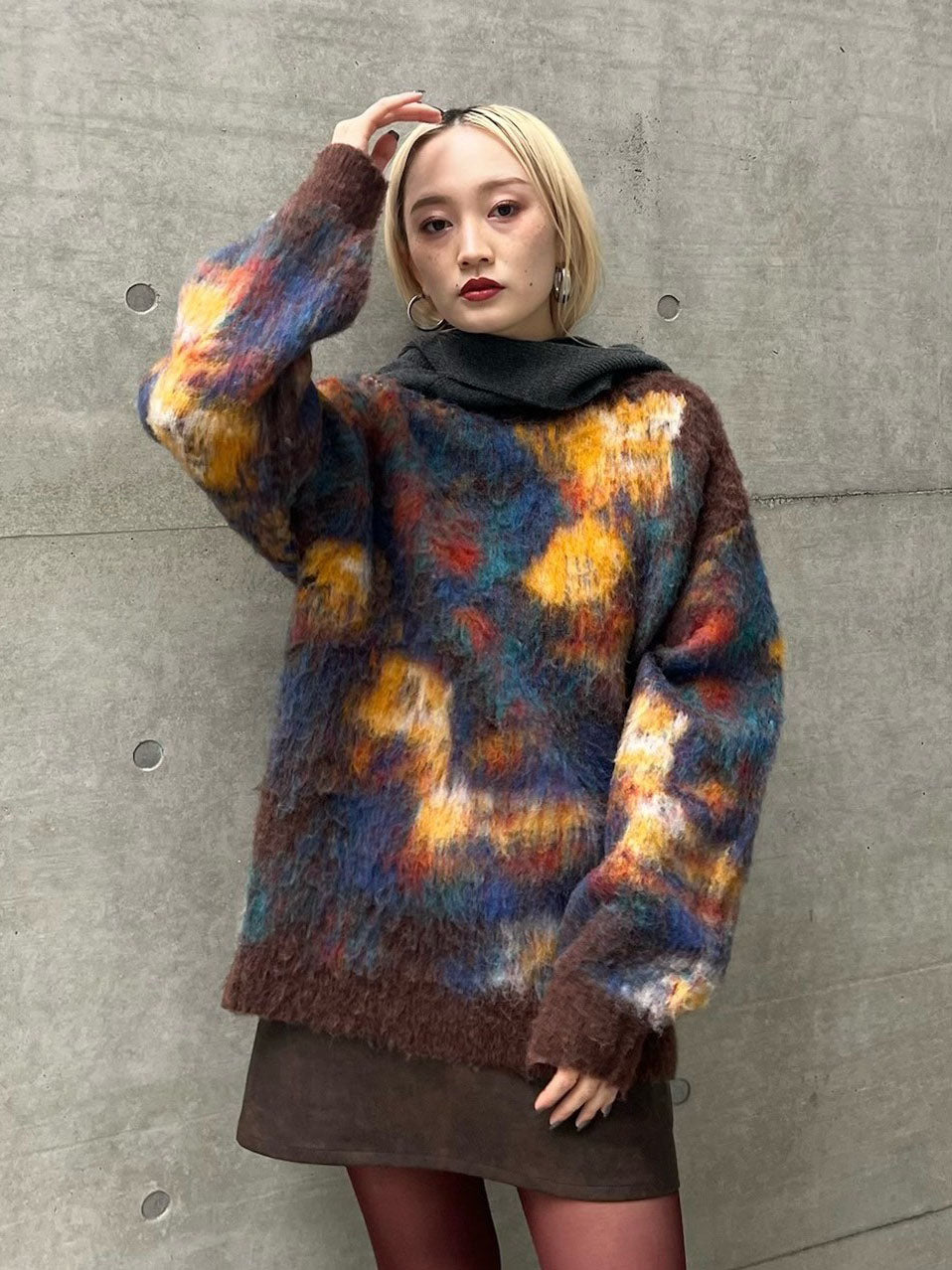 WILTED FLOWER MOHAIR JACQUARD KNIT TOP
