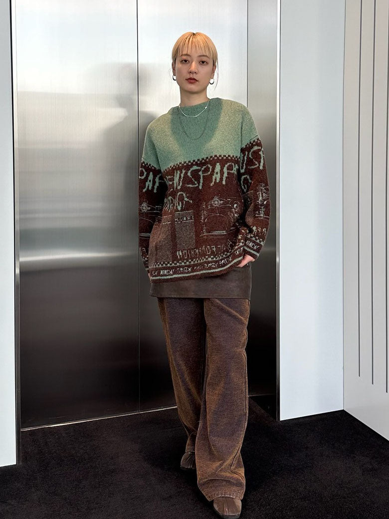 NEWS PAPER JACQUARED KNIT TOP