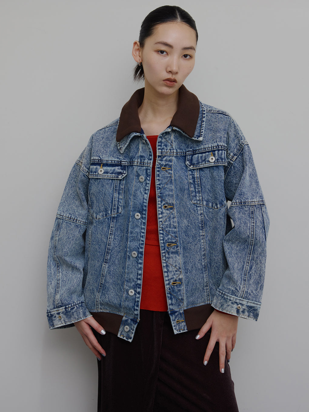 RIB MIX DENIM BLOUSON
