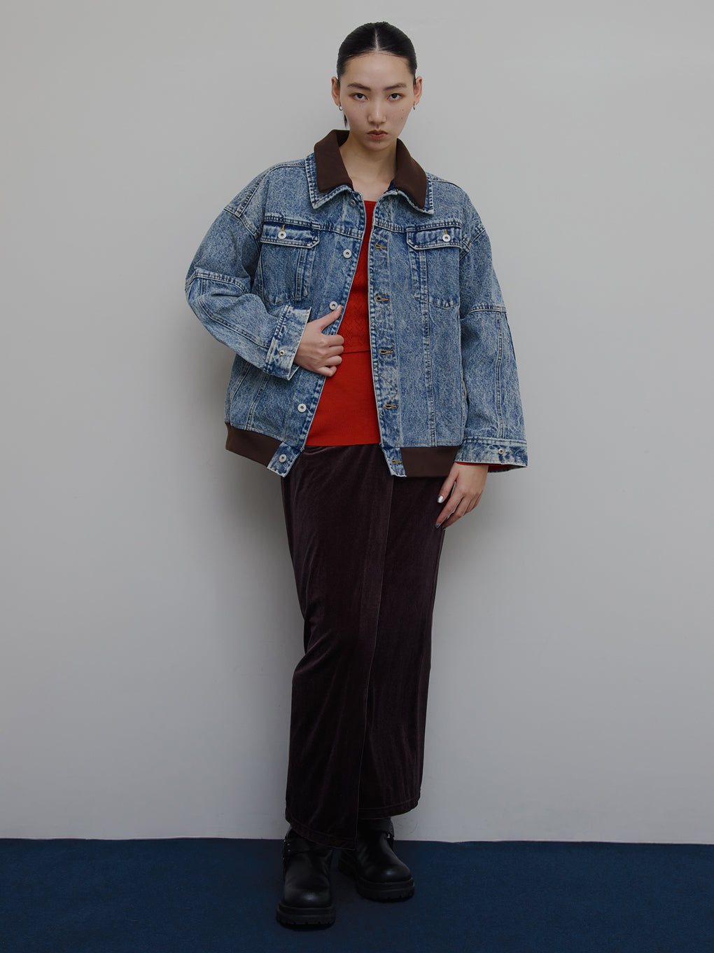 RIB MIX DENIM BLOUSON