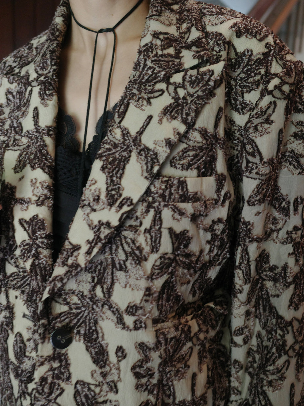 CROPPED CUT JACQUARD JACKET