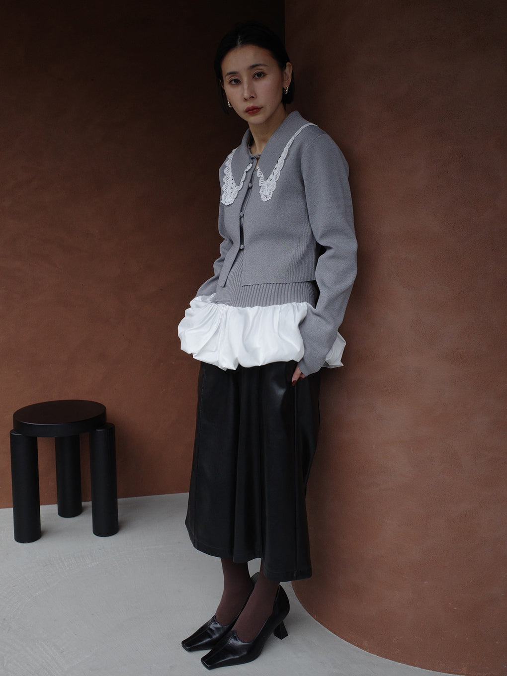 3WAY LACECOLLAR KNIT CARDIGAN