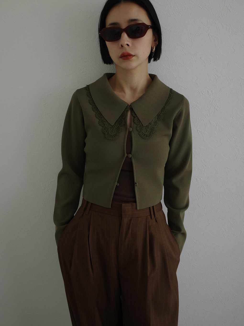 3WAY LACECOLLAR KNIT CARDIGAN