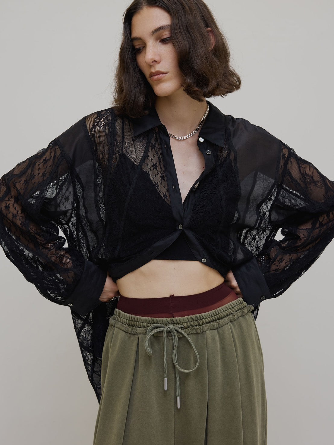 LACE WAVE PATCHWORK SHIRT
