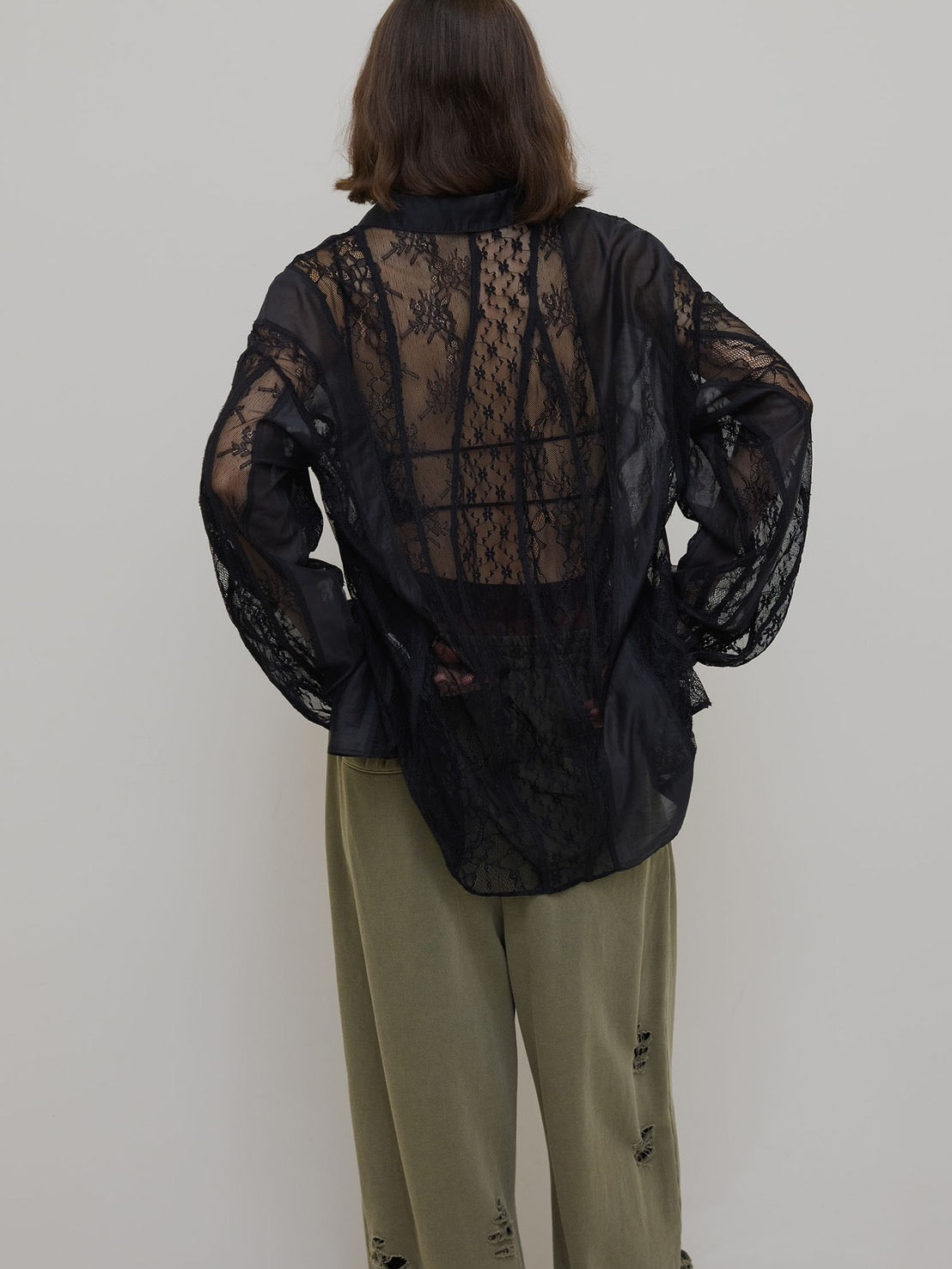 LACE WAVE PATCHWORK SHIRT