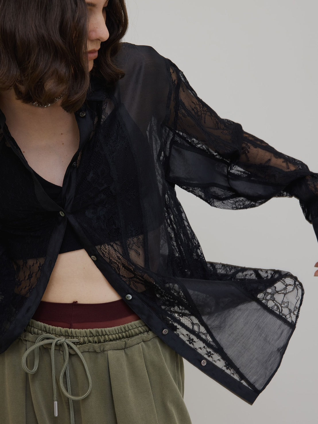 LACE WAVE PATCHWORK SHIRT