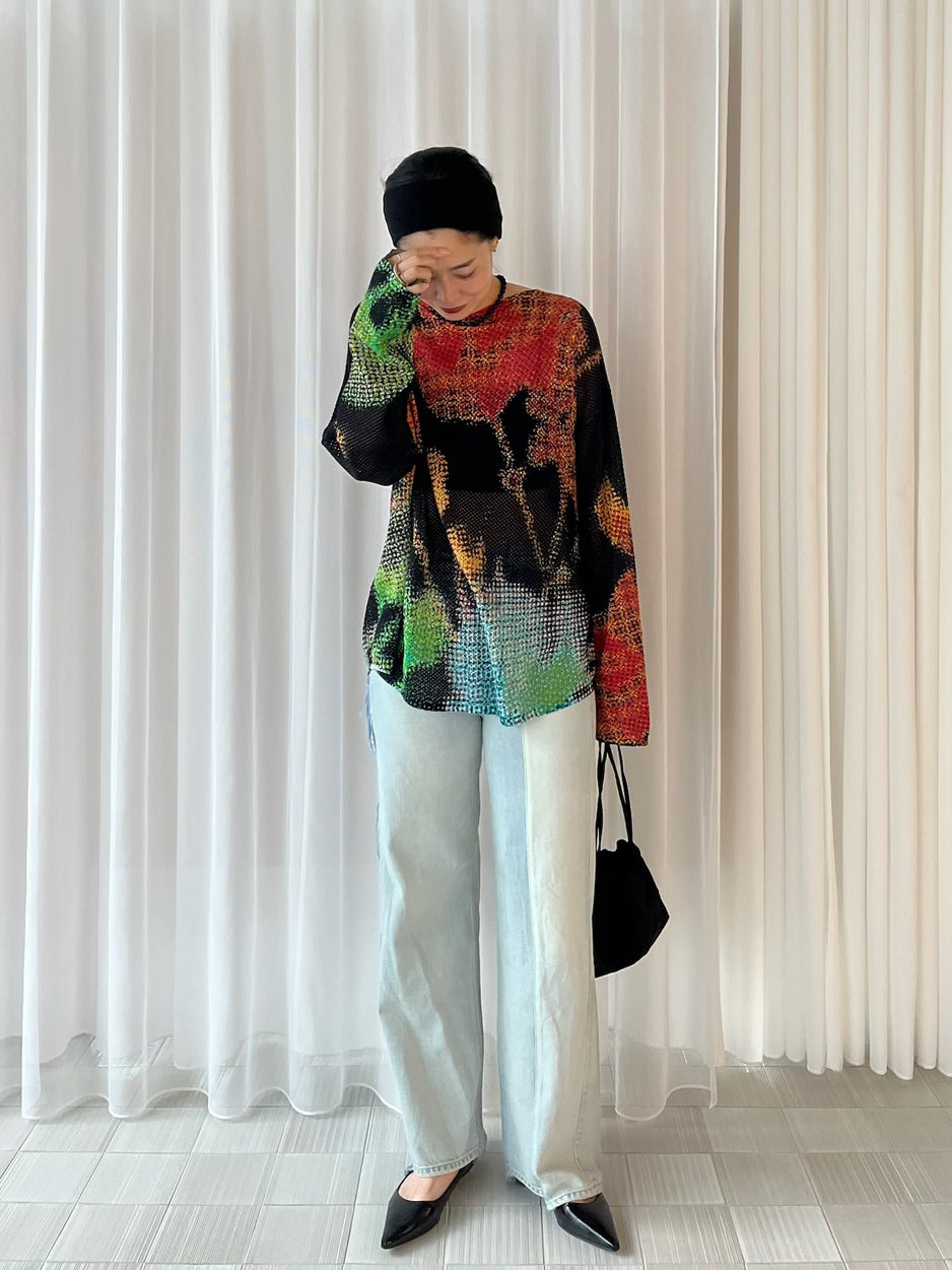 LOW RESOLUTION FLOWER KNIT TOP