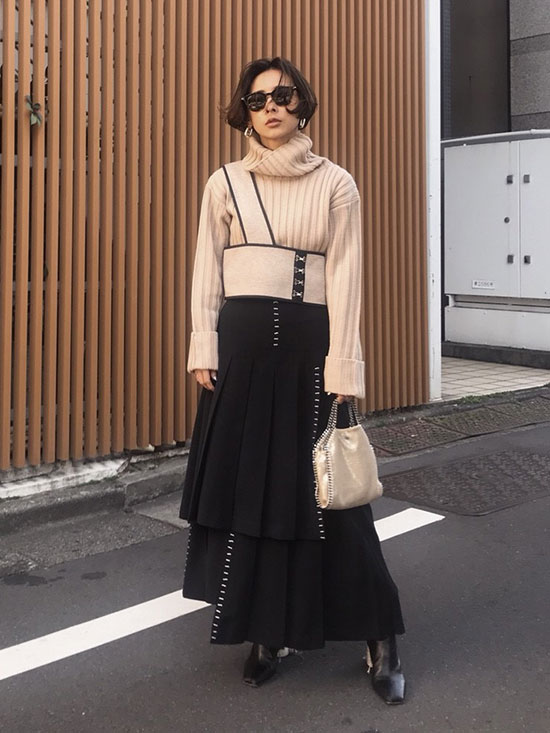 nao_BUSTIER LAYERED KNIT