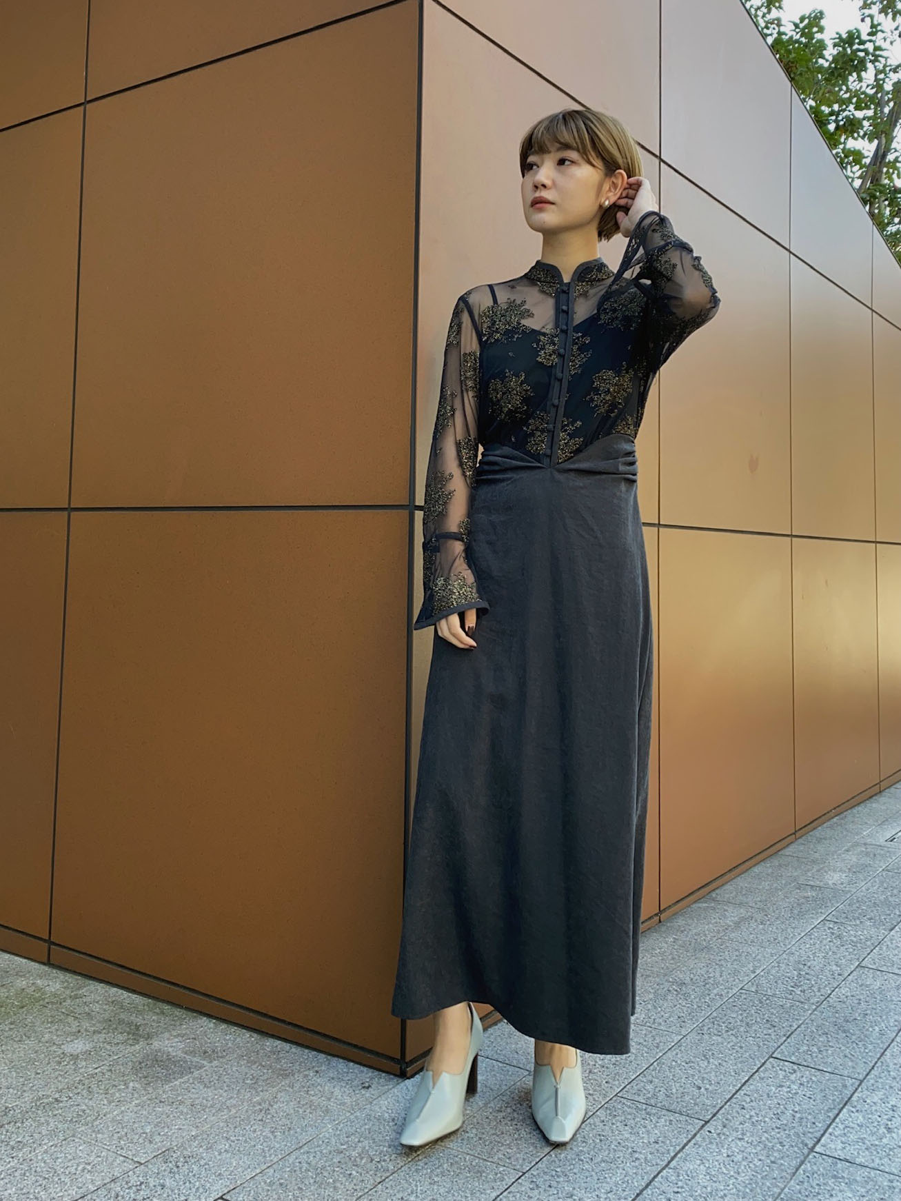 ひし型 GEOMETRIC FLOWER LACE DRESS ブラック | asociatiahaero.ro