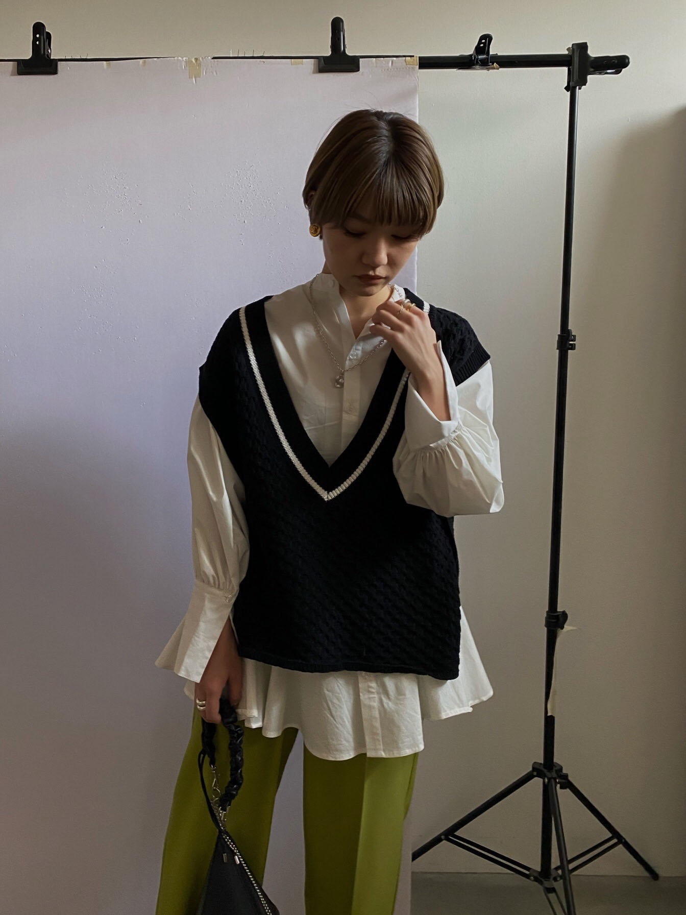 FLARE SHIRT WITH VEST 【パープル】