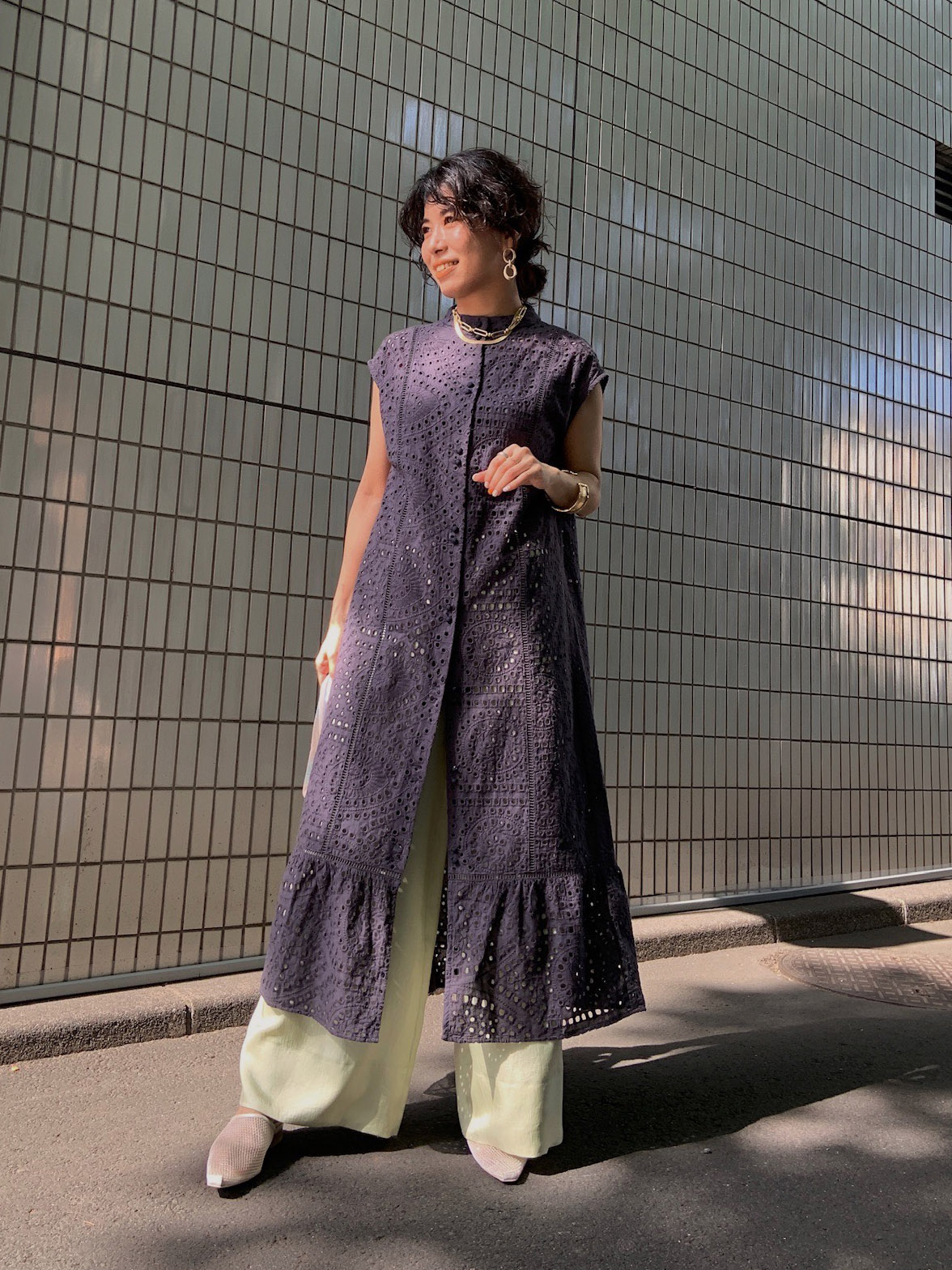 yuki_EYELET LACE SHIRT DRESS | AMERI