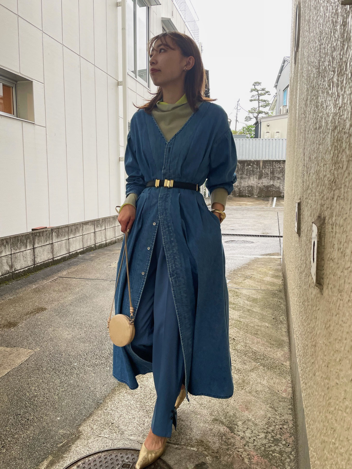 KAORI_AMERI JAPAN DENIM TUCK 2WAY DRESS | AMERI