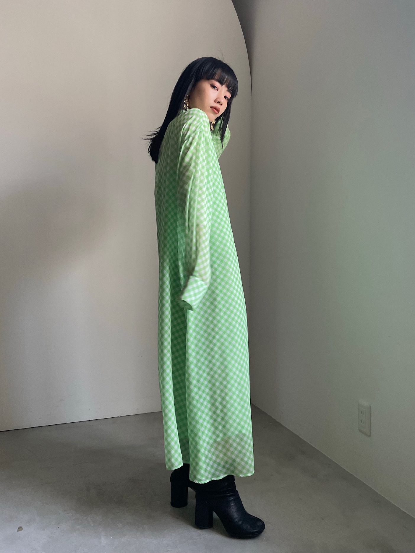 shiori_GINGHAM CHECK SHIRT DRESS