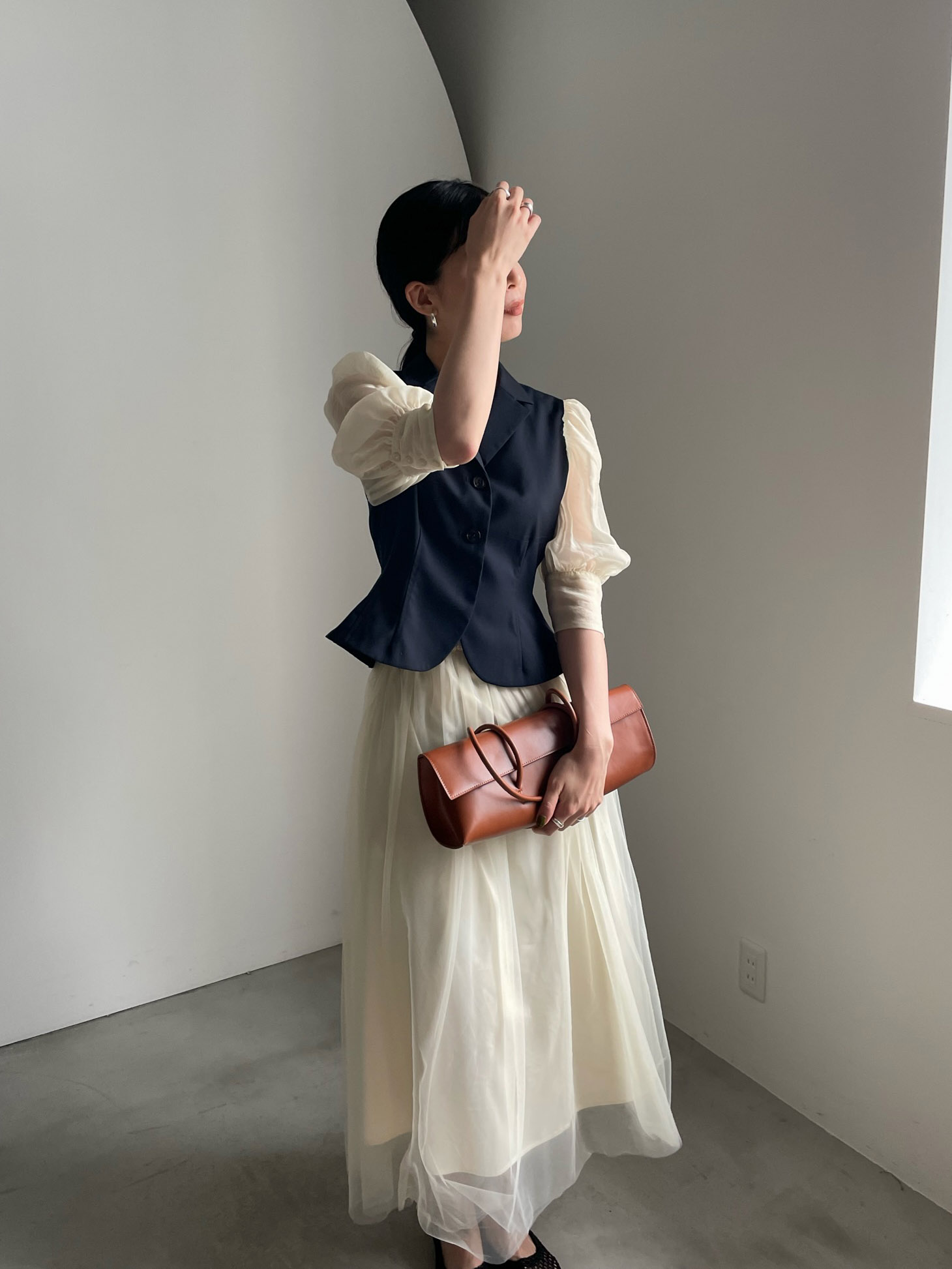 ayumi_PEPLUM LINE CHIFFON SKIRT SET DRESS