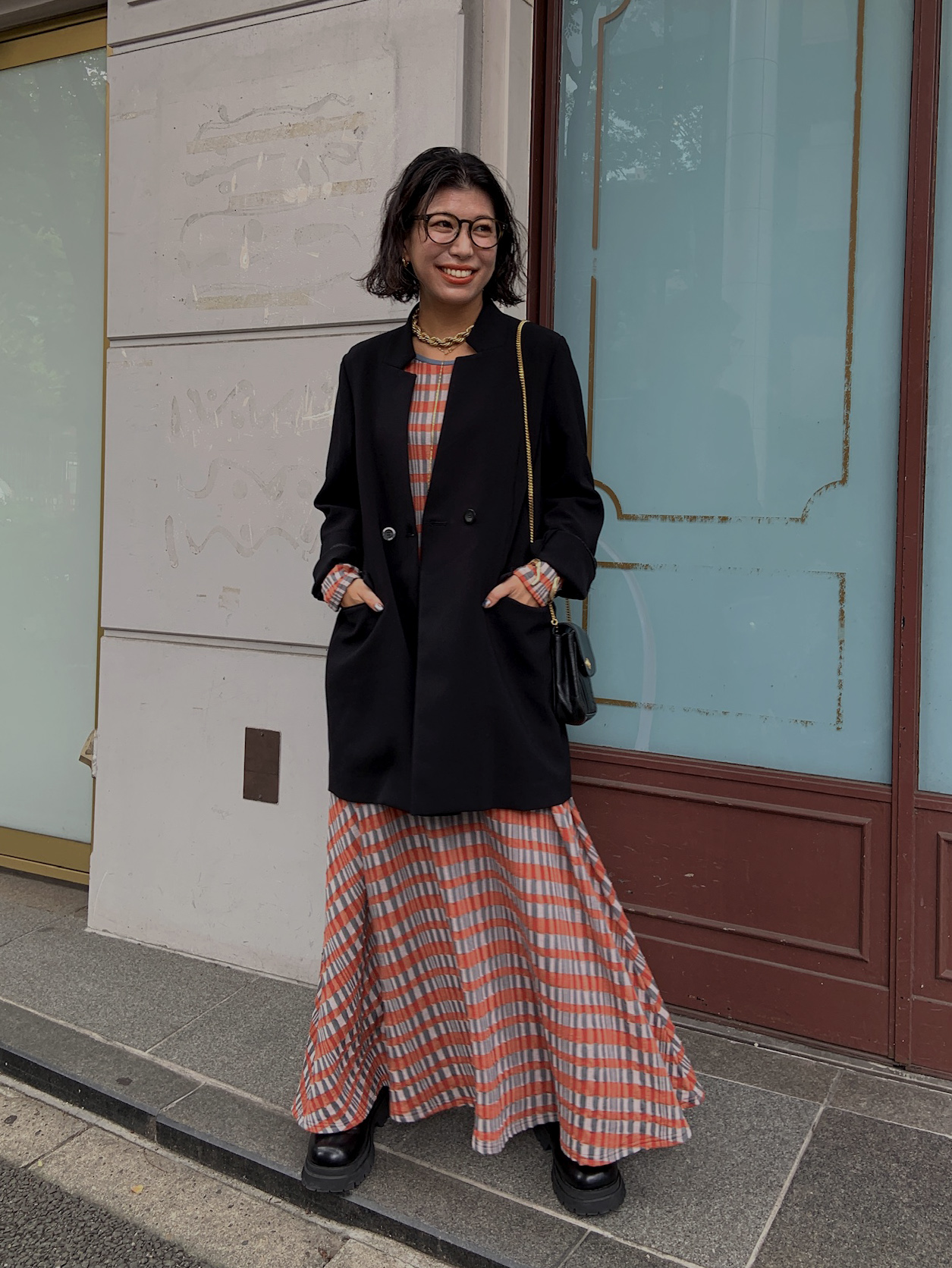 yuki_DEKOBOKO CHECK RELAX DRESS | AMERI