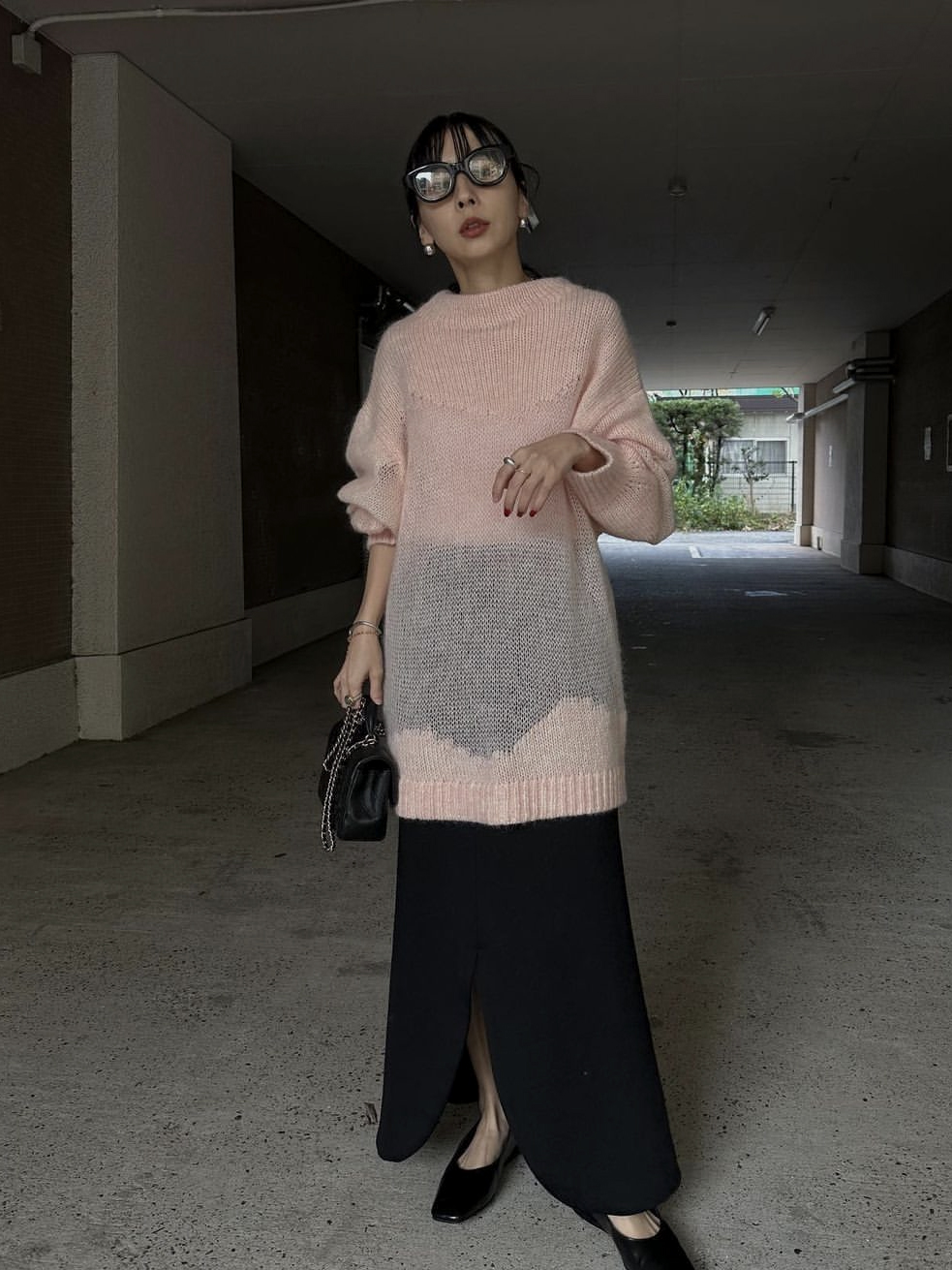 nao_UND MOHAIR WAVE LINE KNIT TOP