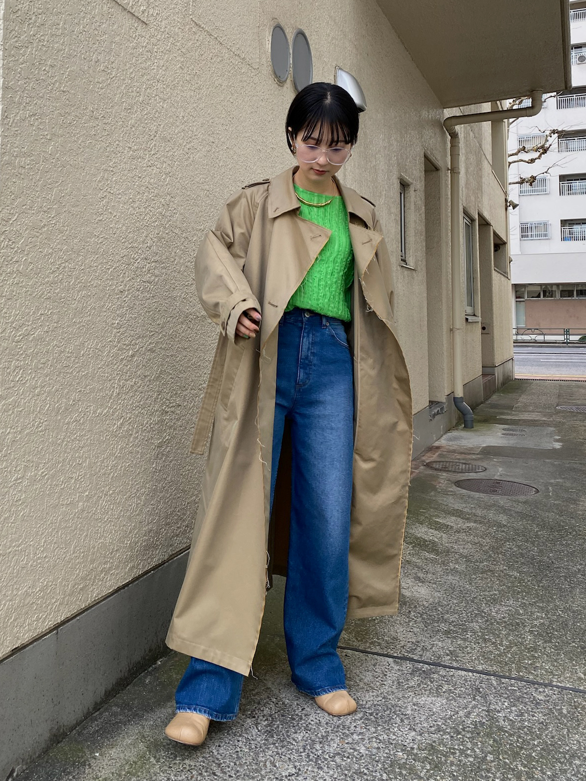 yu_CUT OFF CHAMBRAY TRENCH COAT