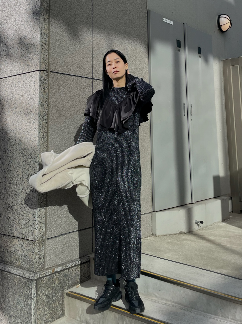 ayumi_MIREI KIRITANI × AMERI RAFFLE SET KNIT DRESS