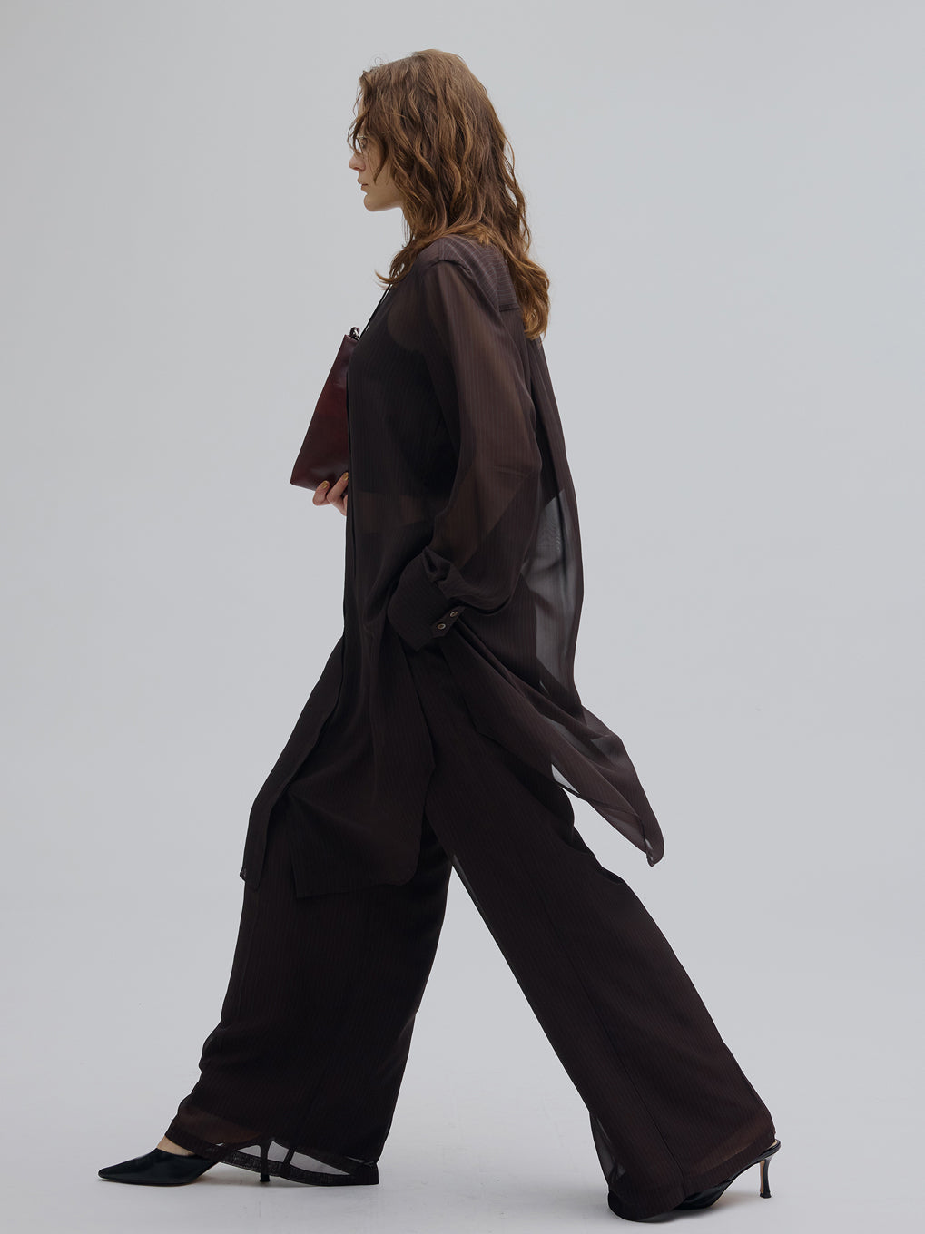 SHEER STRIPE LONG SHIRT