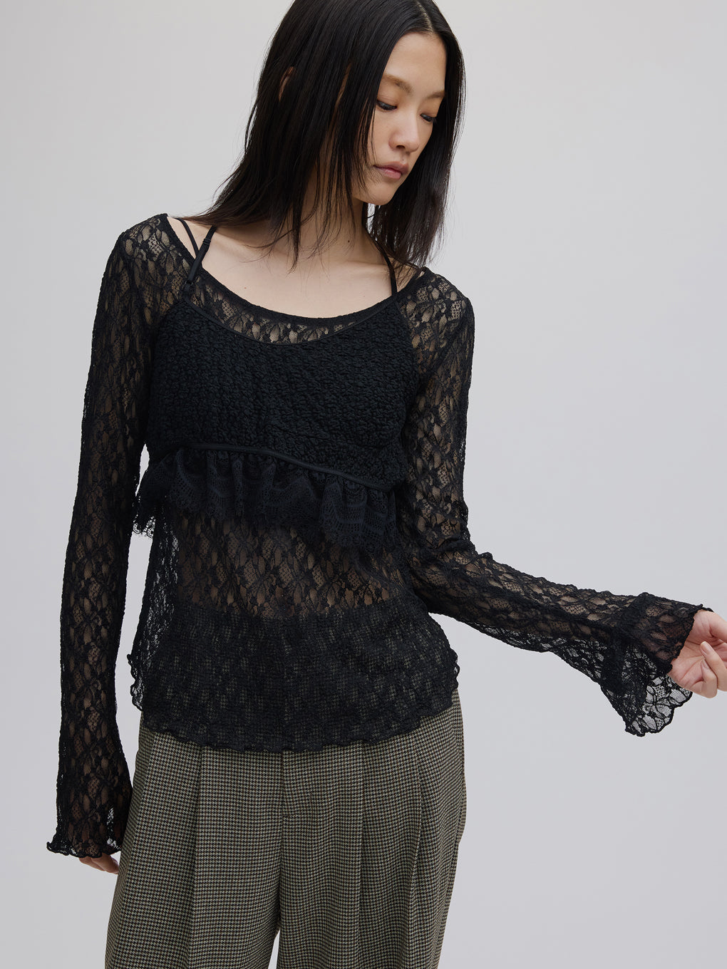 CUT LACE BUSTIER SET TOP