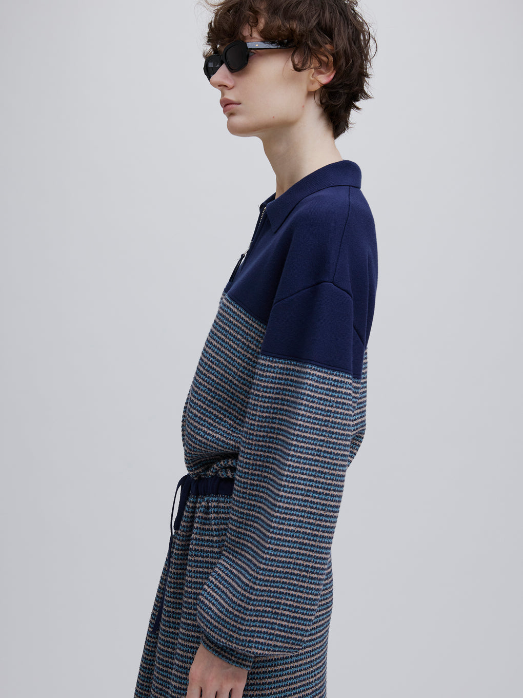 JERSEY LIKE CHECK KNIT DRESS