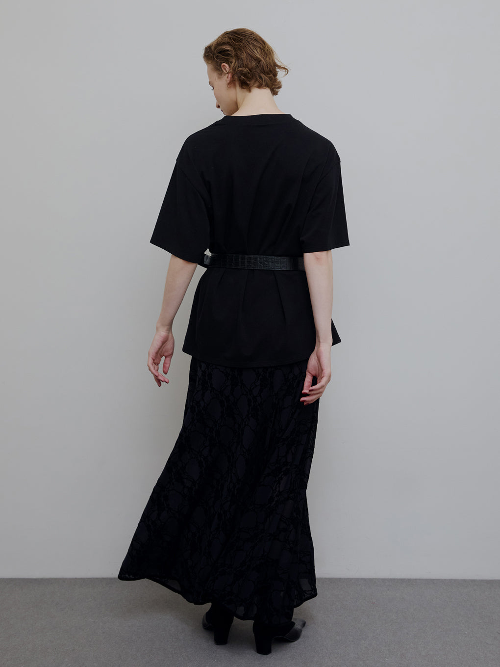 SHEER FLOCKY SEMI FLARE SKIRT