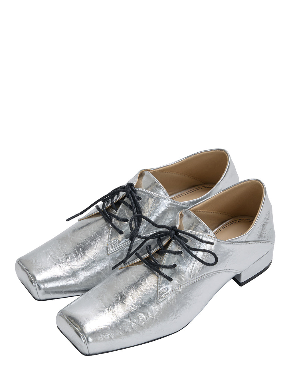 SQUARE TOE LACE UP LOAFERS