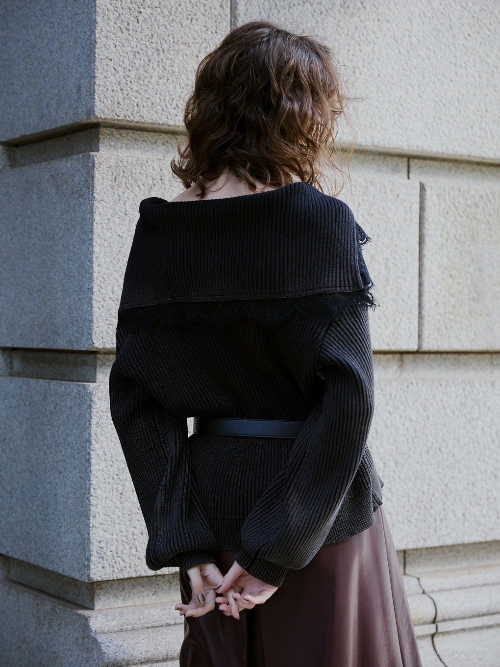 SAILOR COLLAR FADE KNIT TOP