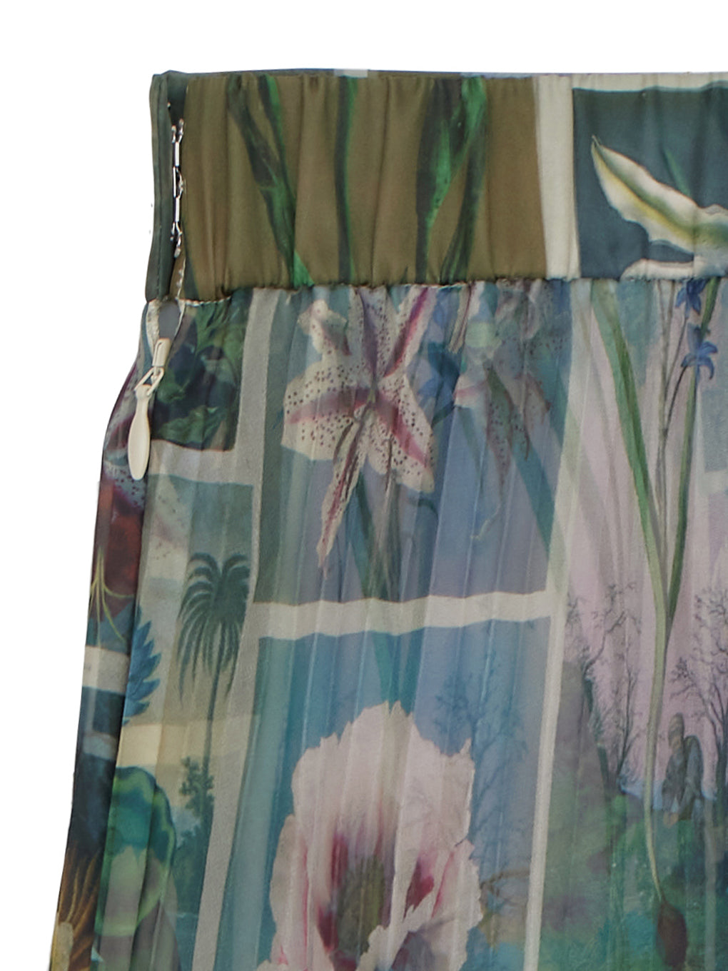 FLOWER PATCHWORK PLEATED SKIRT