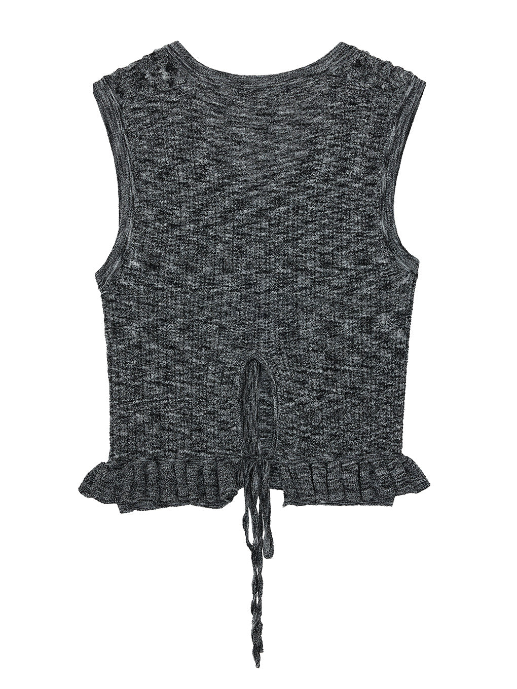 MEDI FRILL BACK RIBBON KNIT TOP